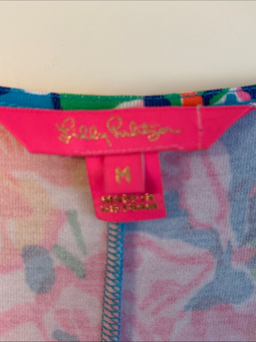 Lilly Pulitzer Peggy Pink Rose and Teal Floral Long Sleeve Romper Sz M - Picture 8 of 9